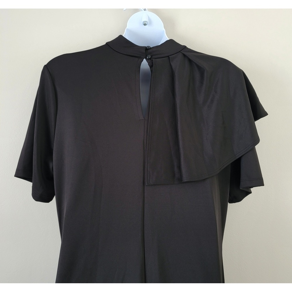 ASHLEY STEWART Size 22/24 Short Sleeve Keyhole Neck Black Sheath Dress NWT - Picture 6 of 9